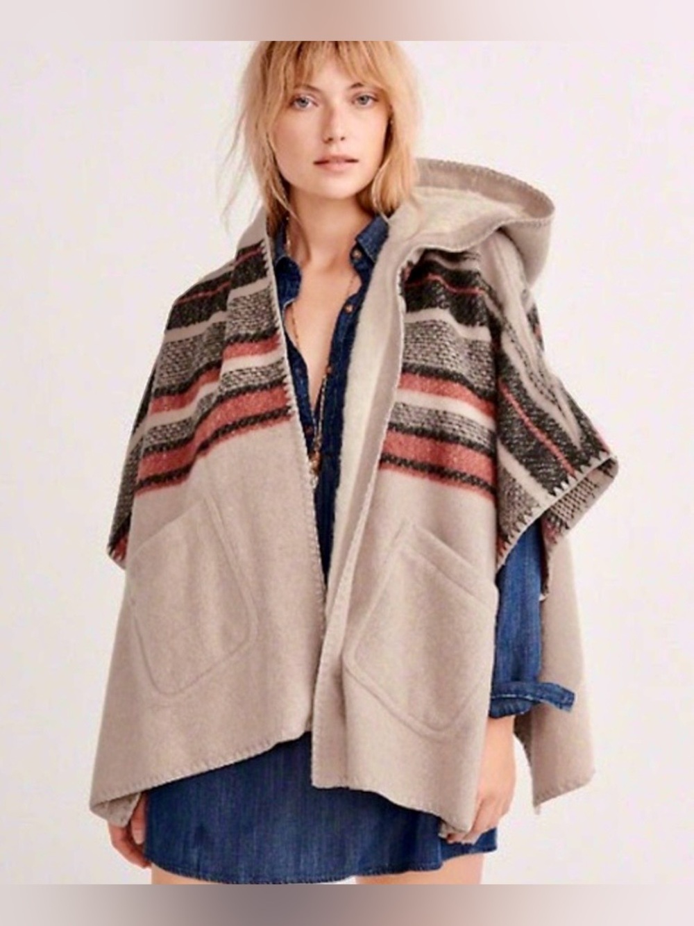 Abercrombie & Fitch Fur Lined Hooded Poncho